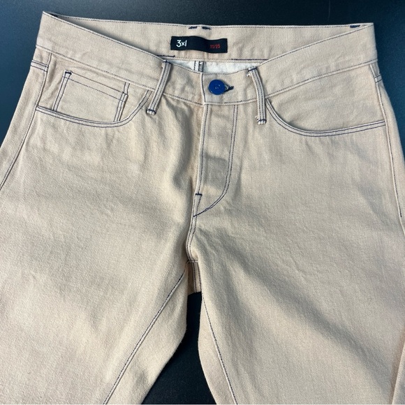 3x1 NYC Mario's Button Fly Selvedge Denim Khaki Tan Jeans Pants Men 30 M4 USA - Picture 2 of 12